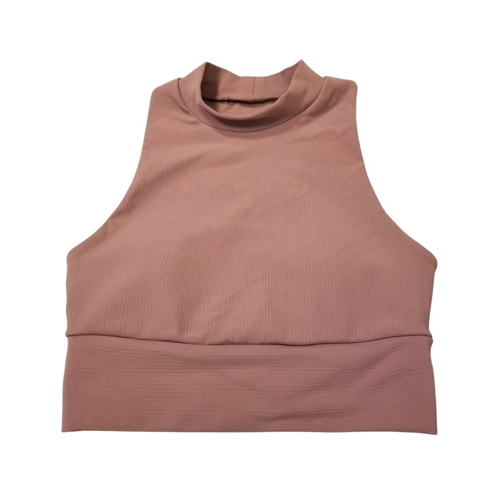 Mauve Mock Neck Sports Bra Kyodan Small w/ Removable Padding Cropped Top Pink